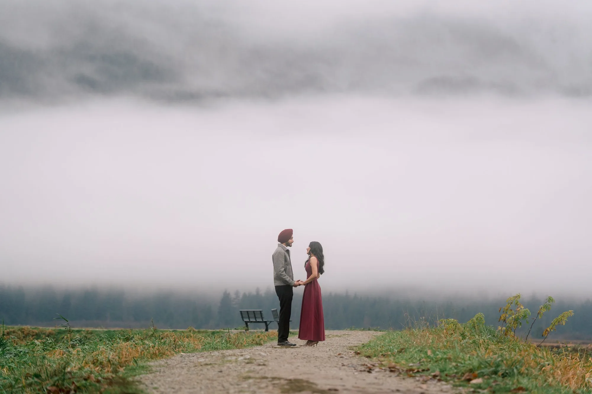 Pacific Northwest coastal mist romance and editorial wedding portraits in West Vancouver — White Daisy Weddings